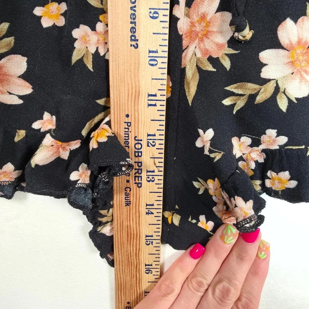 American Eagle Shorts Womens L Black Floral Boho Cottagecore Romantic Festival - Picture 4 of 16